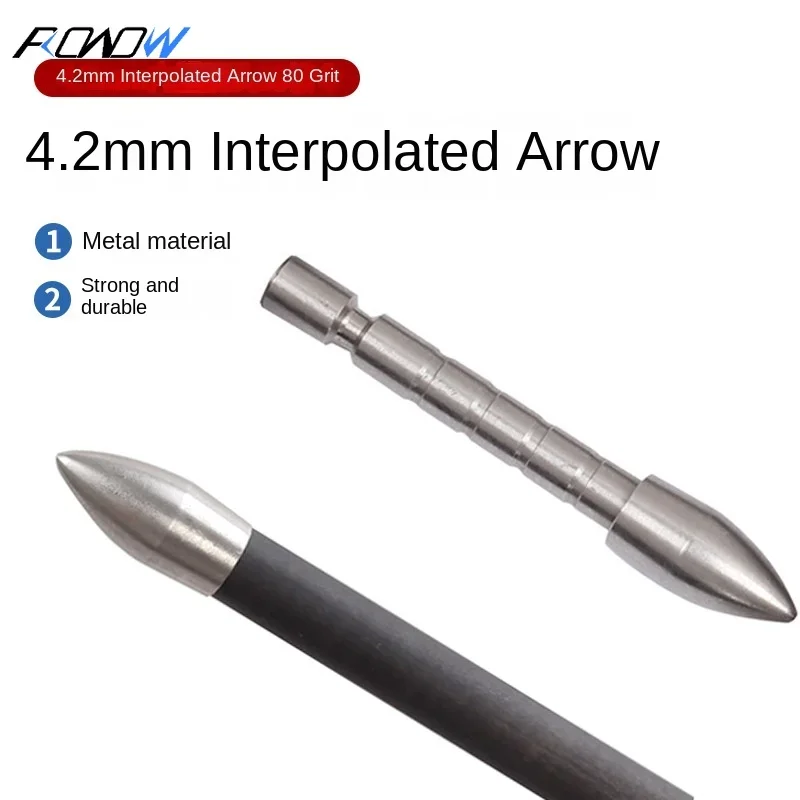 

ROWOW 12pcs 4.2mm Insert Arrow 80 Grain Bow and Arrow Archery Threaded Fiberglass Jacket Insert Target Head Carbon Arrow