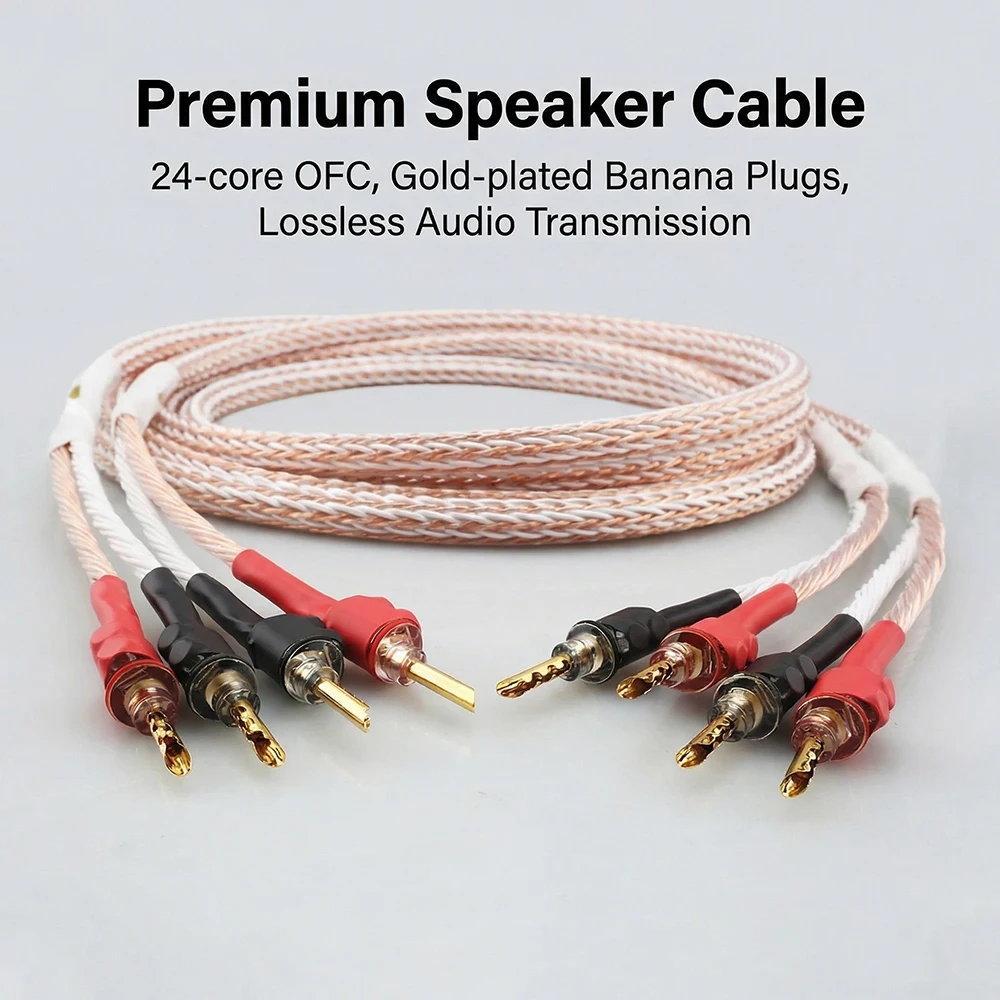 

Кабель для акустических систем Aouyade Pair HIFI 12TC из меди OCC, аудиофильский кабель для громкоговорителей с разъемами BFA Banana Plug