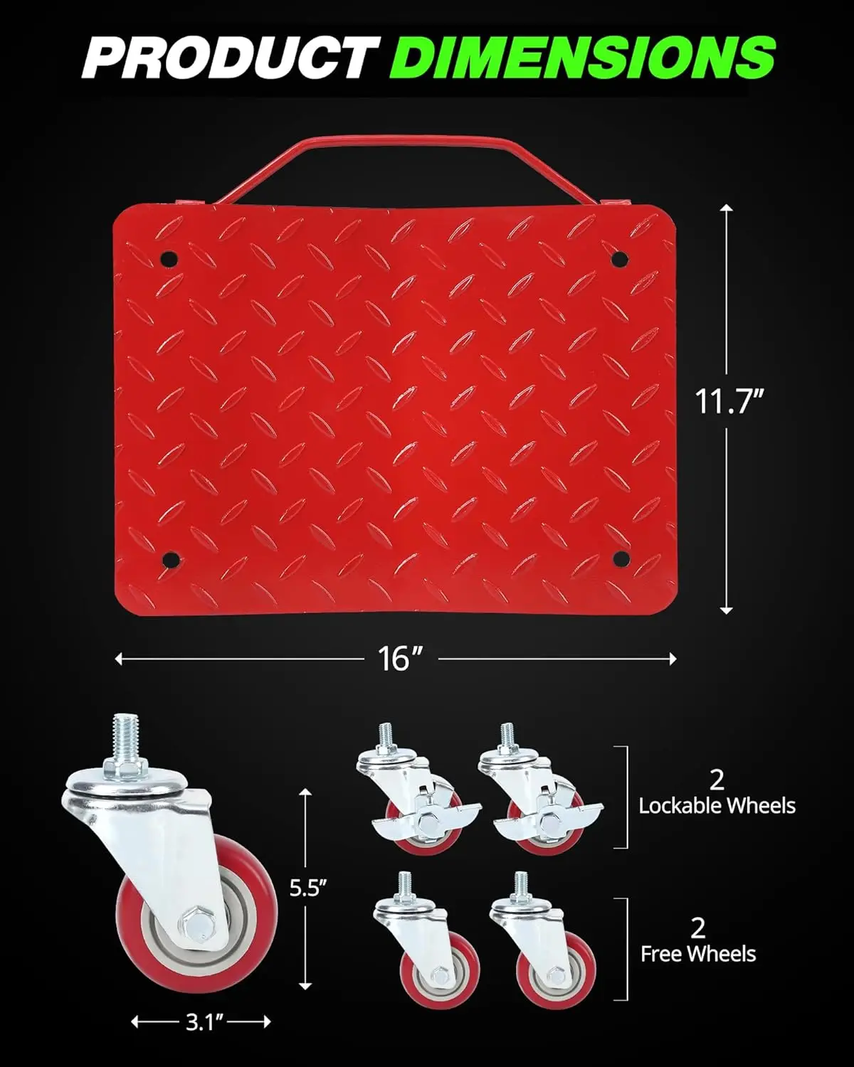 Wheel Dolly Car Set of 4, Carbon Steel Heavy Duty Car Mover Wheel Dollies with Antiskid Plate & 360 Degree Rotatable Wheel