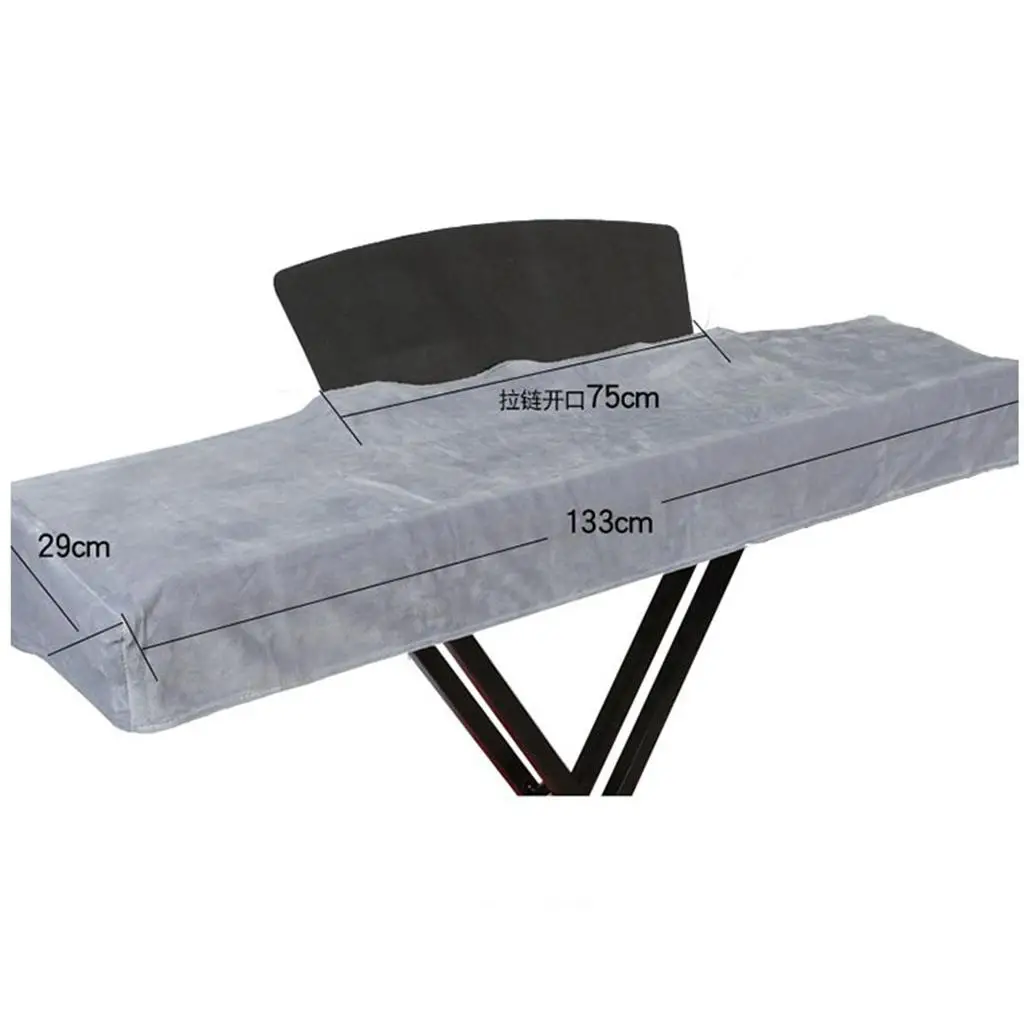 Piano Keyboard Cover for 88 Keys Suede Material Stretchable Waterproof Decorated Cloth for Instrument Keyboard Accessories