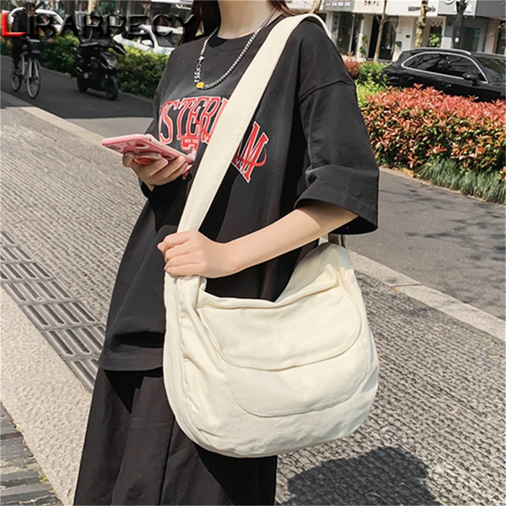 Large Capacity and High Quality Canvas Ladies Shoulder Bag Solid Color Fashion Women Messenger Bags Fashion New Women Bag Bolsos