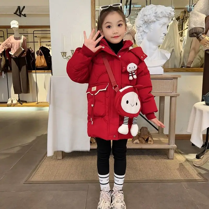 Girls Jackets Kids Thicken Warm Outerwear Fashion Hooded Coats Teens 2024 New Cotton Overcoat Winter Casual Parkas 8 10 12 Years