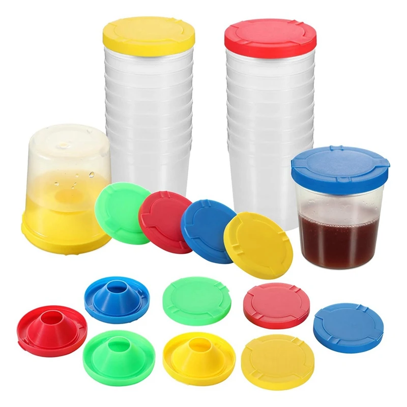 24 Pieces Paint Cups Non-Spill Paint Cups With Flip Open Lids Set Painting Cups Art Supply For School, Classroom