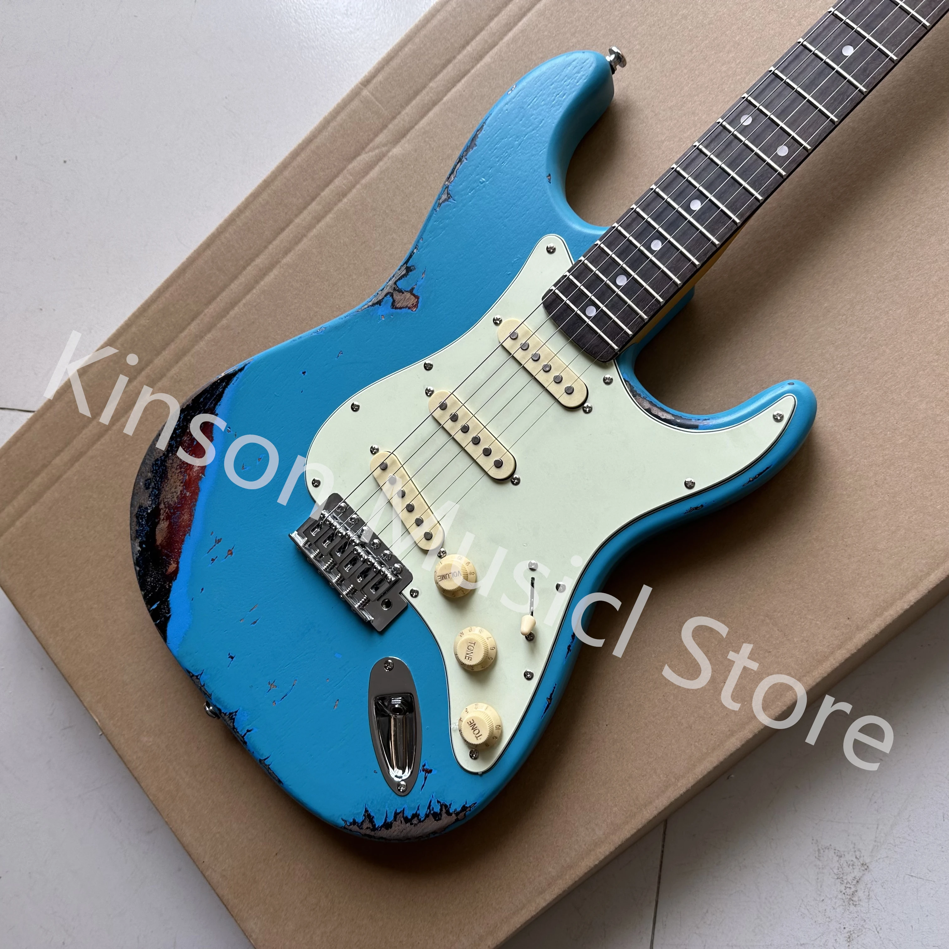 Relic Blue Color  Electric Guitar ,Rosewood fingerboard ,Alder Body,High Quality Guitarra