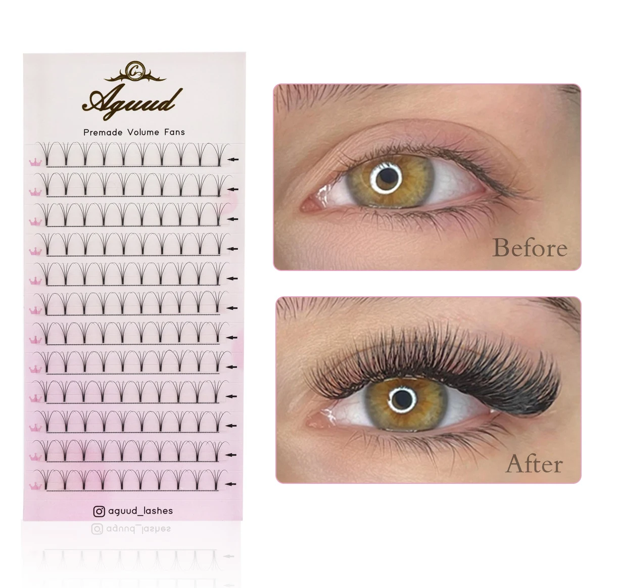 AGUUD Wimpern mit kurzem Stiel 3D 4D 5D 6D Vorgefertigte Volumenfächerwimpern Weiche Natürliche Lange Stiele Professionelle Wimpernverlängerung Zubehör – Detail 6