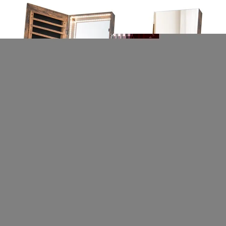 

Jewelry Cabinet Armoire Storage Organizer Freestanding with Full-Length Mirror