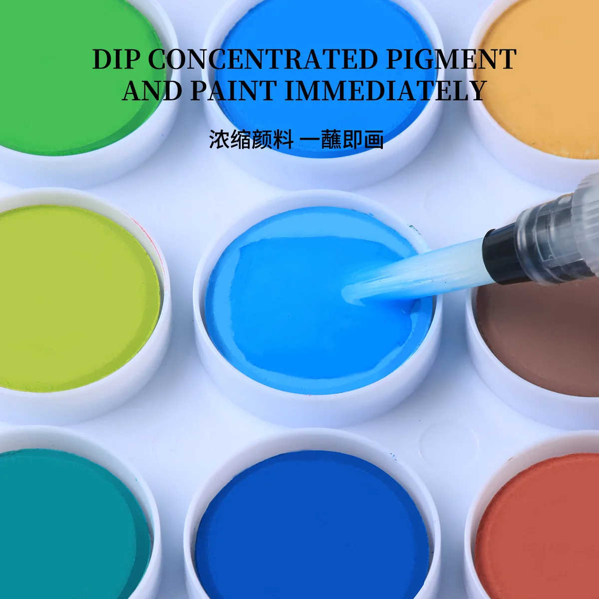 Solid Watercolor Paint Set 12/24/36/48 Colors, Portable Water Color Pigment for Kids & Art Students, With Water Brush Pen