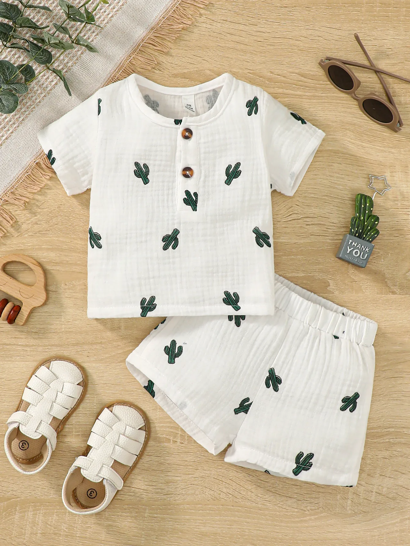 2PCS Infant Baby Boy Girl Clothes Set Toddler Boy Short Sleeves Print T-shirt+Shorts Summer Casual Outfit for Kids Boy 0-3 Years