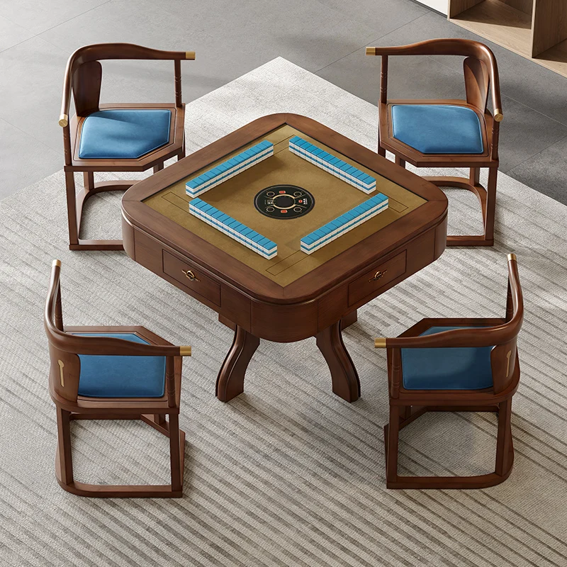 

New Chinese-style solid wood mahjong table dining table dual-purpose household multi-functional electric mahjong table tea