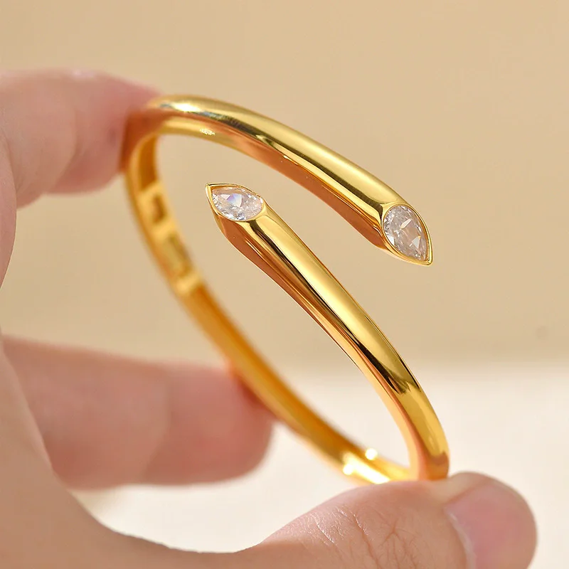 

S925 sterling silver women's bracelet gold-plated zircon water droplet European popular fashion jewelry party accessories