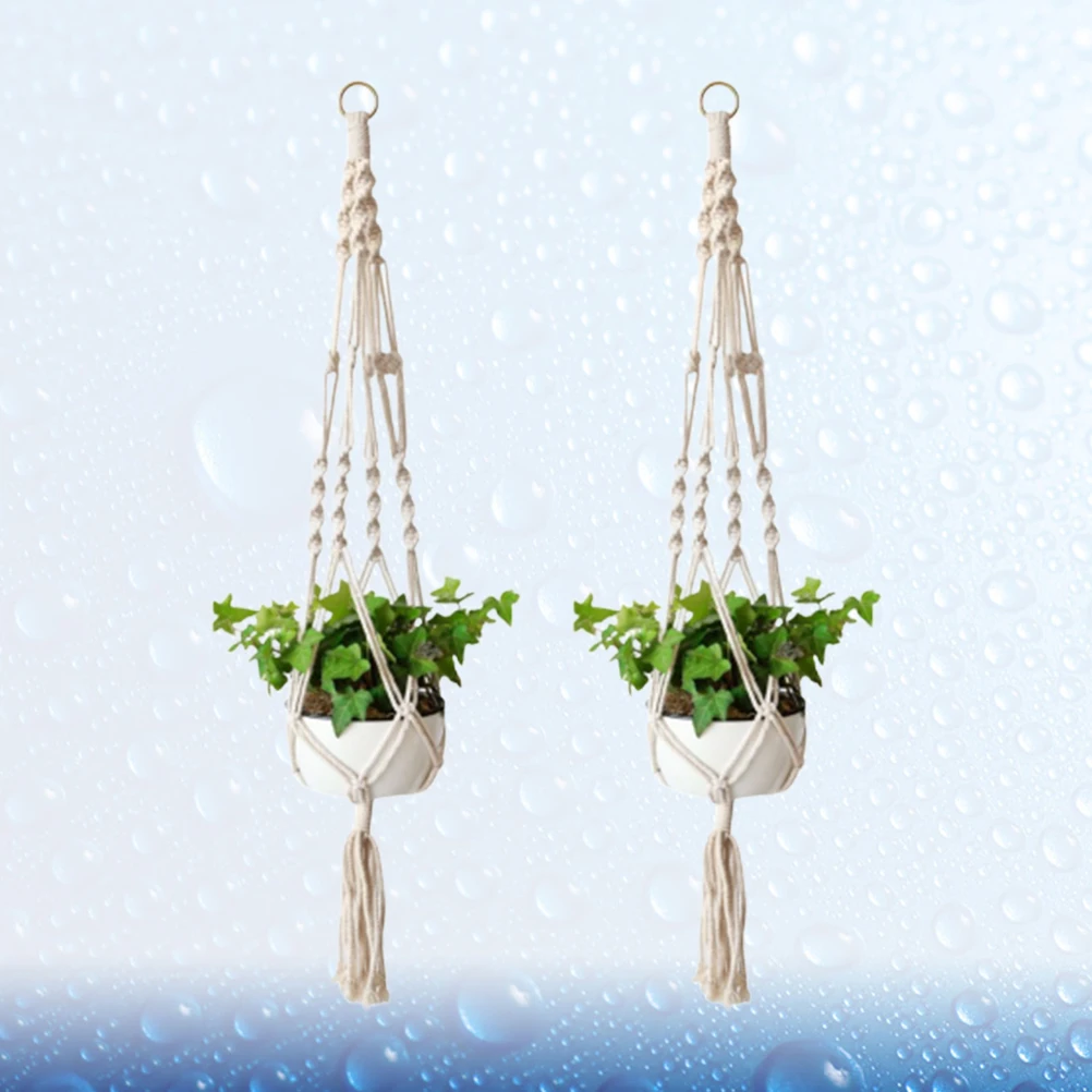 

2 Pcs Large Cotton Rope Hanging Basket Flower Pot Macrame Plant Hangers Planters Crochet
