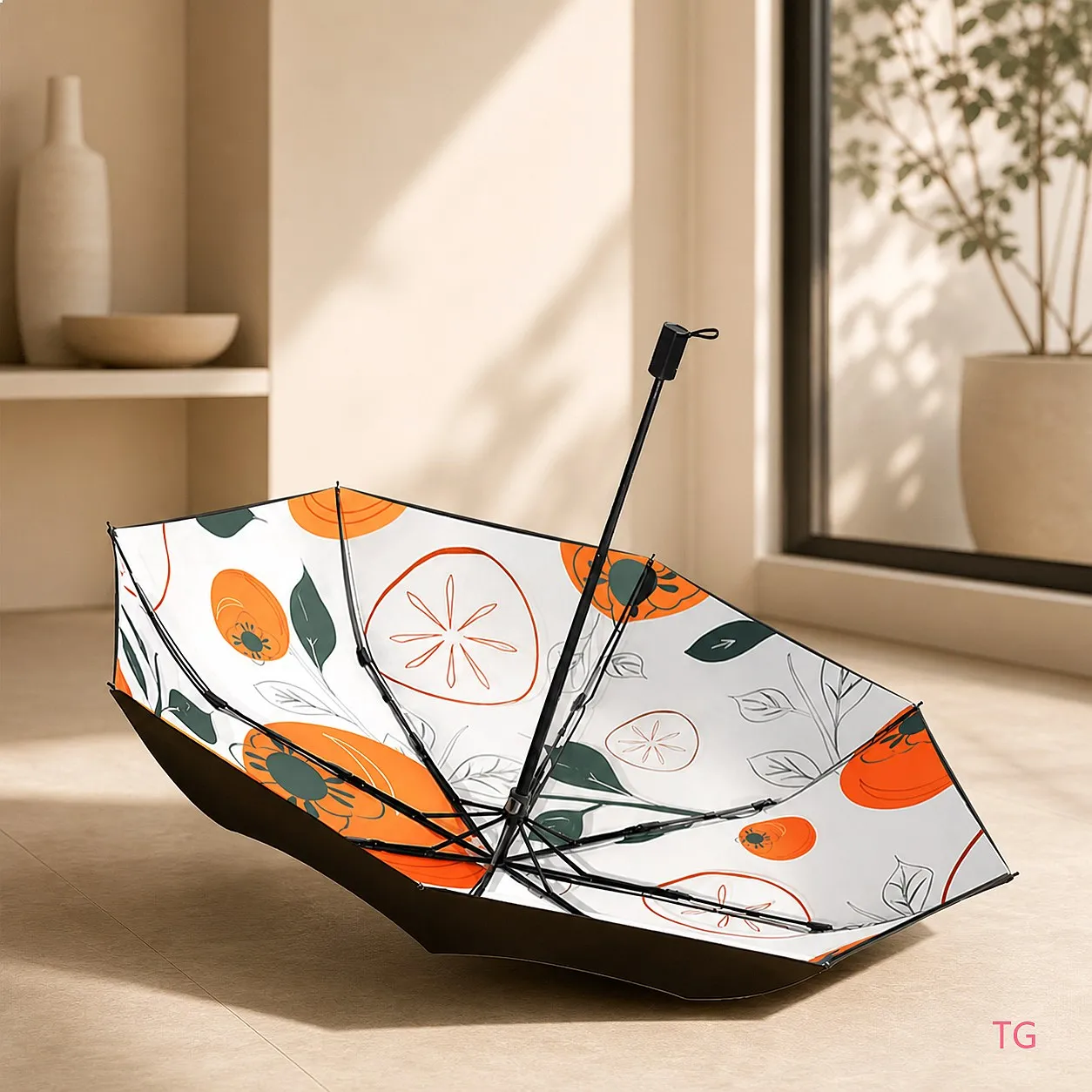 Double Layer Sun Umbrella UPF50+ UV Protection Titanium Silver Coated Folding Black Cooling Umbrella