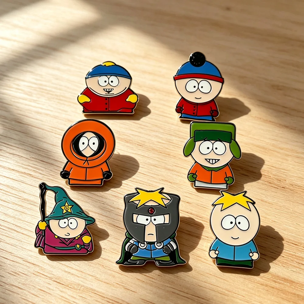 7Pcs/Set Cartoon TV Movie Character Enamel Brooch Metal Badge Backpack Clothing Lapel Pins Cosplay Jewelry Christmas Gift