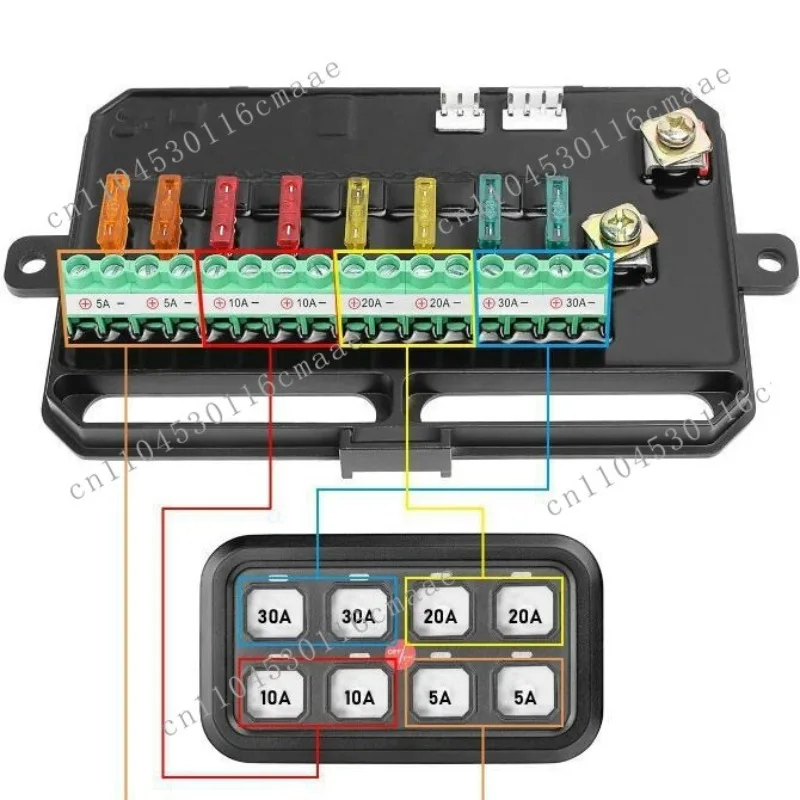 8-Position key switch panel combination with circuit control box for car jeep ocean ship