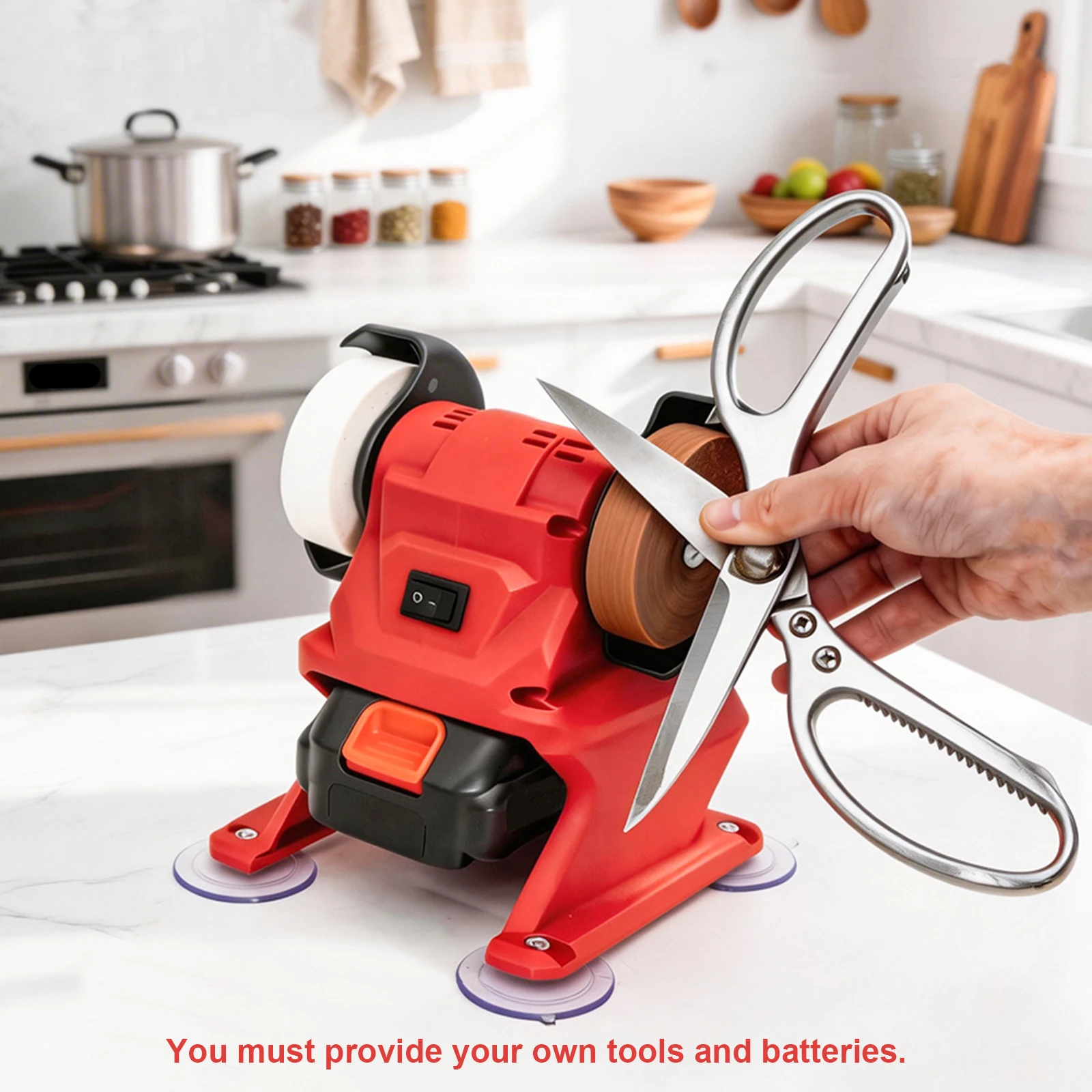 21V Cordless Electric Bench Grinder 5500RPM Dual Wheel Grinding Machine Polisher Sander Tool for Knife & Steel Polishing view 4