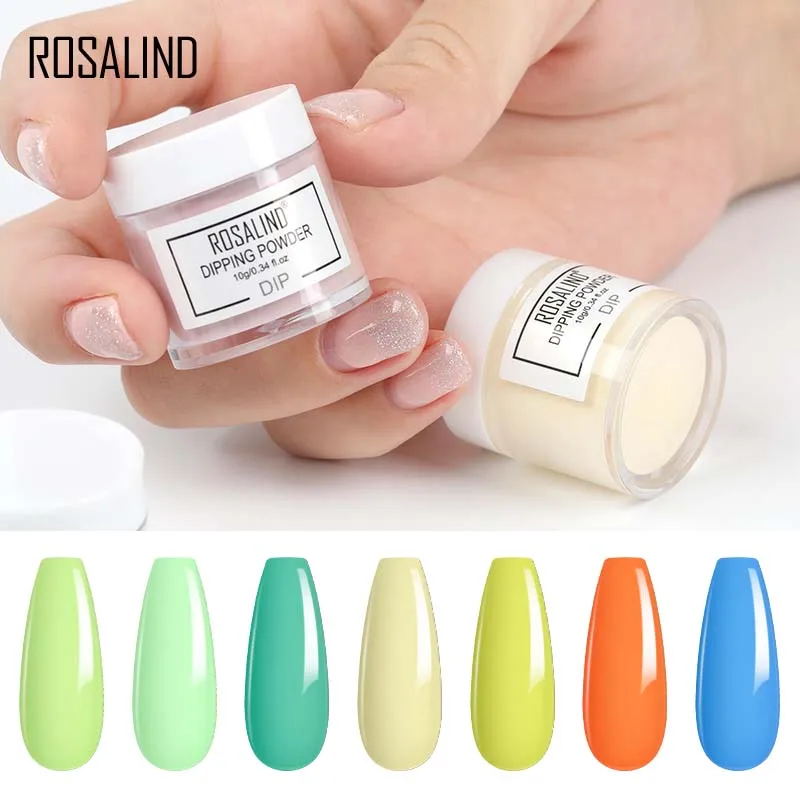 ROSALIND Powder Glitter Dip ฝุ่นเล็บ Luminous Dipping ผงตกแต่งเล็บตกแต่งไม่จำเป็นต้อง Cured Holographic ไม่มีหลอดไฟ