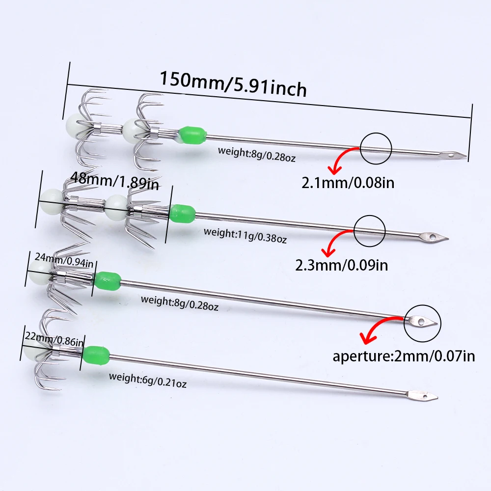 Ganchos de acero inoxidable para pulpo – tubos soplado cebo vivo - imagen 3