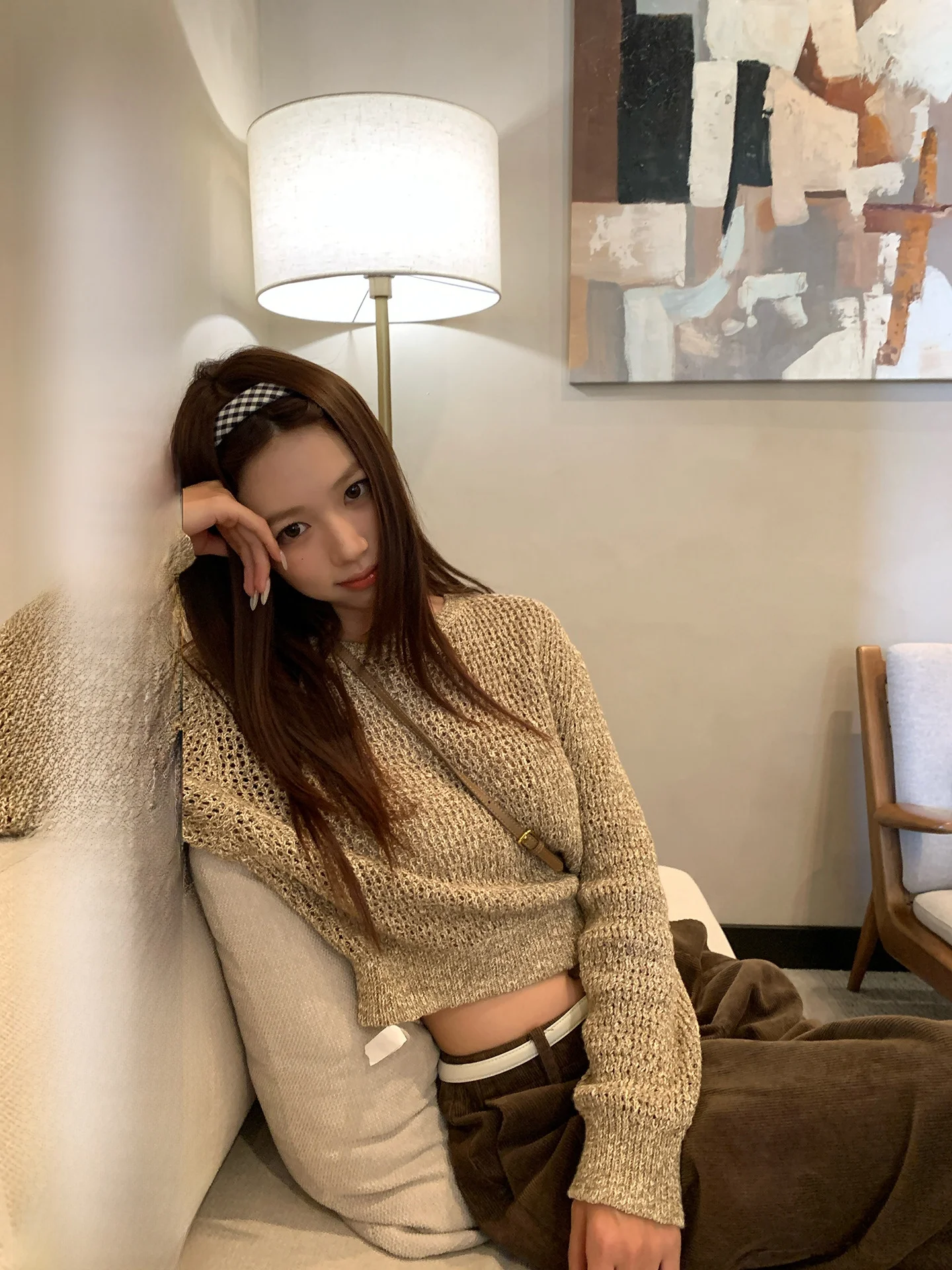 

YOKLASS женский круглый вязаный ажурный свитер свободного покроя, удобный хлопковый длинный топ свека для осеннего сезона