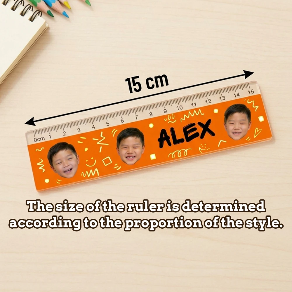 Custom Personalized Kids Photo Name Acrylic Ruler,Back‑to‑School,Birthday,Children’s Day,First Day Of School,Measuring,Drawing