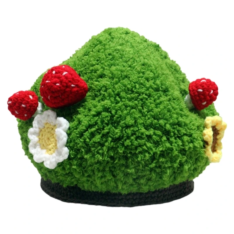 

X5XA Lovely Mushroom Design Knitted Cap For DressingUp Event Photo Props Warm Headwear Cosplay Costume Hat for Kids Adult