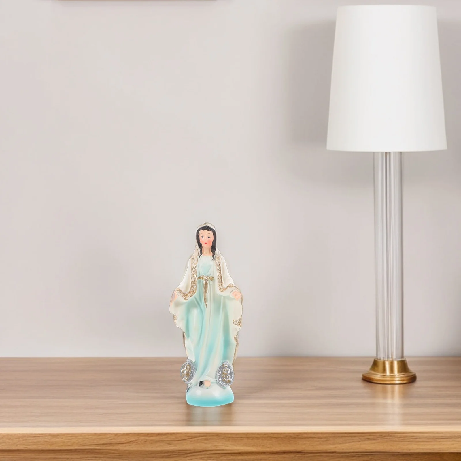 

Blessed Mary Statue Resin Made for Desktop Chapel Decoration Religious Garden Statues Modern Sculpture Home Decor