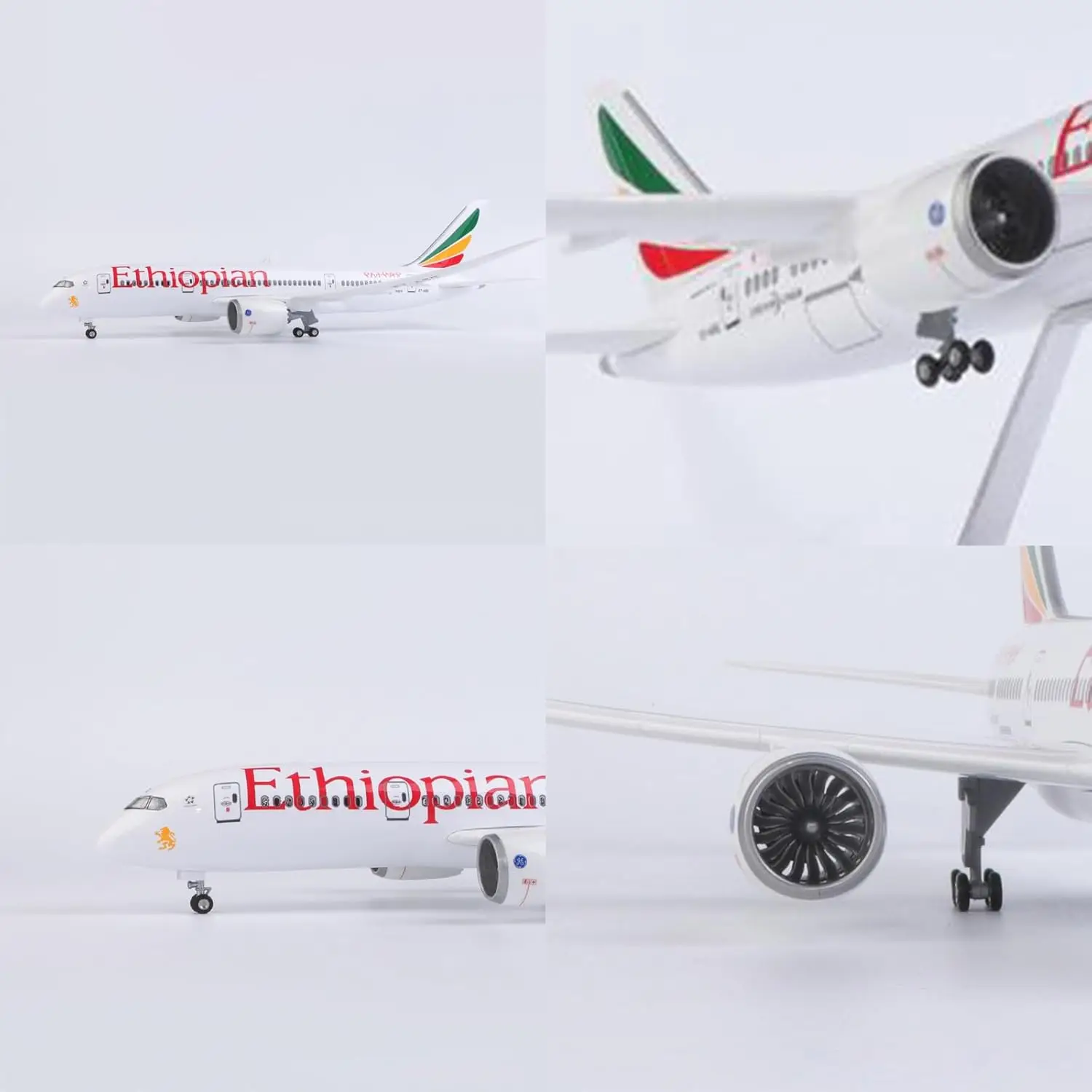 1/130 Scale 43cm Ethiopian Airlines Aircraft Model B787 Resin Airplanes Decoration Home ModelKit For Adults Display Collectible