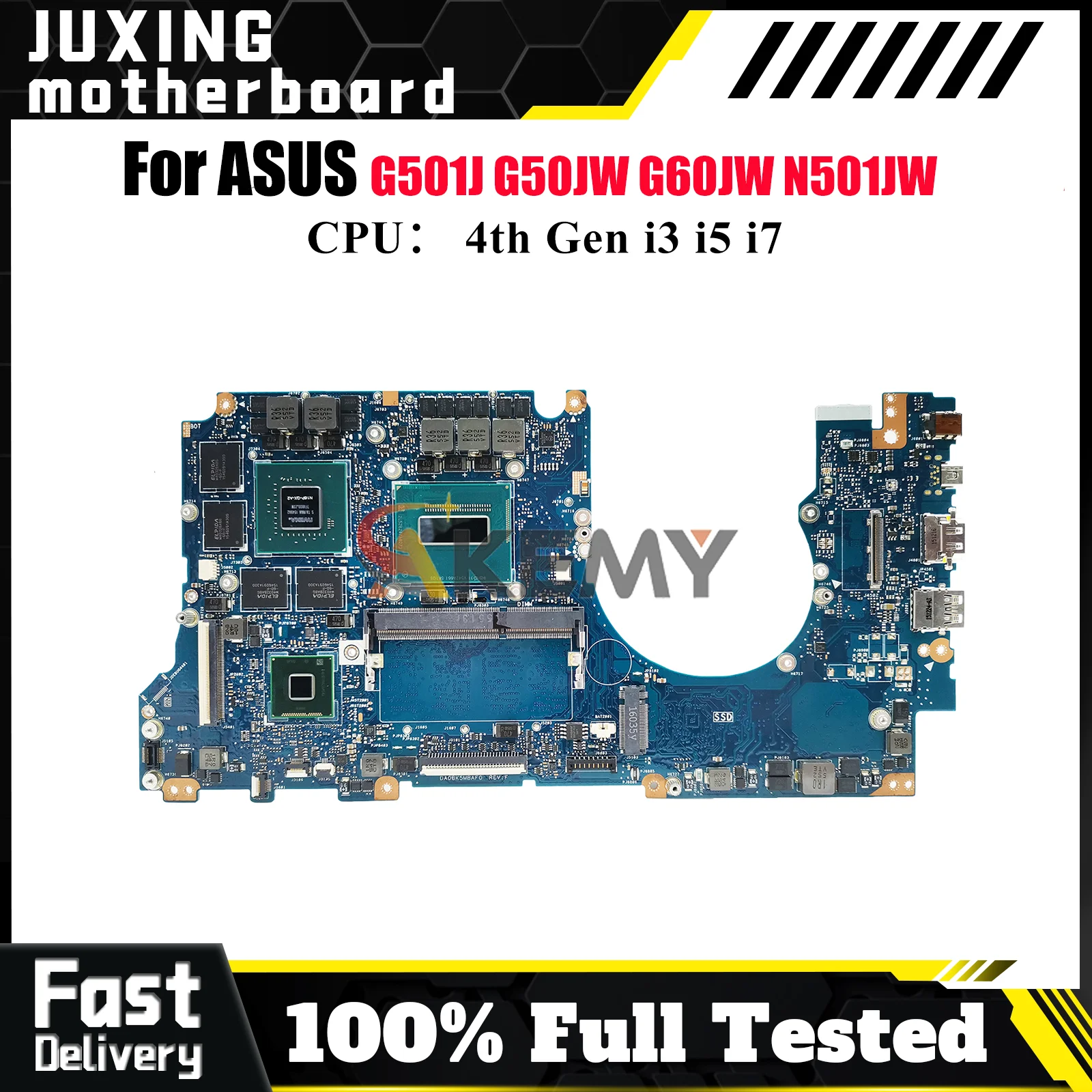

N501JW Laptop Motherboard For ASUS ROG N501J N501JW G501J Notebook Mainboard With i3 i5 i7 CPU 100% tests OK fast shipping stk