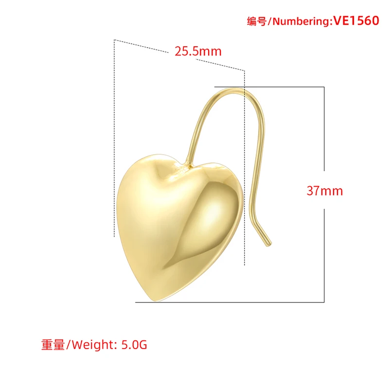 ZHUKOU Brass 18K Golden Plated Shiny Bubble Earrings Heart Shaped Star Earrings Ladies Simple Fashion Metal Earrings VE1559-63