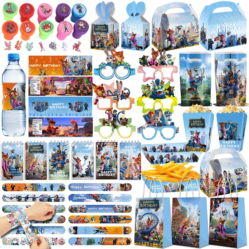 ديزني زوتوبيا 2 الديكور زوتروبوليس جودي لوت جودي حقيبة الحلوى الغذاء حقيبة التعبئة والتغليف حفلة الحسنات حقيبة شنطة هدايا حفلة عيد ميلاد