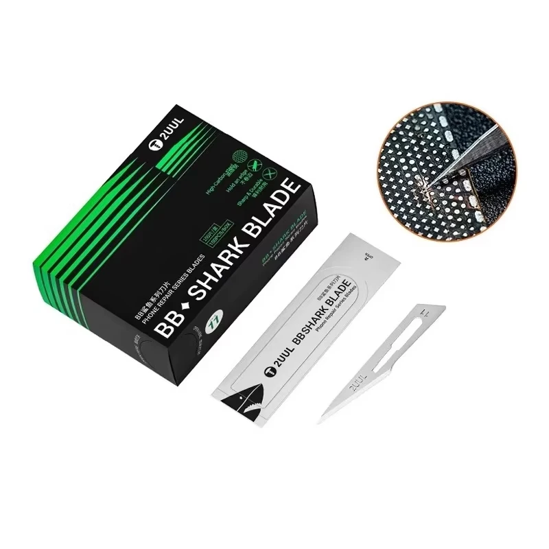2UUL DA18 BB Squalo # 11 lame 100 pz/scatola bordo affilato solo sigillo pacchetto lame telefoni cellulari riparazione strumenti di rasoio in acciaio ad alto tenore di carbonio
