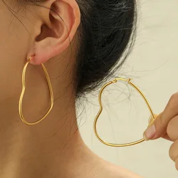 Simple Hollow Heart Hoop Earrings for Women Romantic Metal Geometry Trendy Dangle Earrings Wedding Party Punk Jewelry Gift