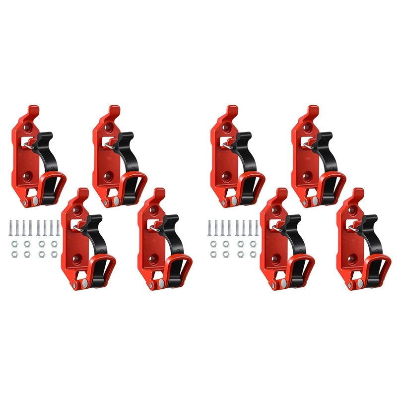 Shovel Mount For Roof Rack, Metal Rubber Clamps, Wall Mounting Brackets, Quick Release Holder Mount Kit(8 Pcs) Red