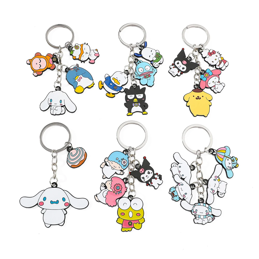 Hello Kitty Anime Key Chain, Cinnamoroll, Sanrio Keyrings, Kuromi Figure Pendant, Cute Keyring Decor, Toy Gifts