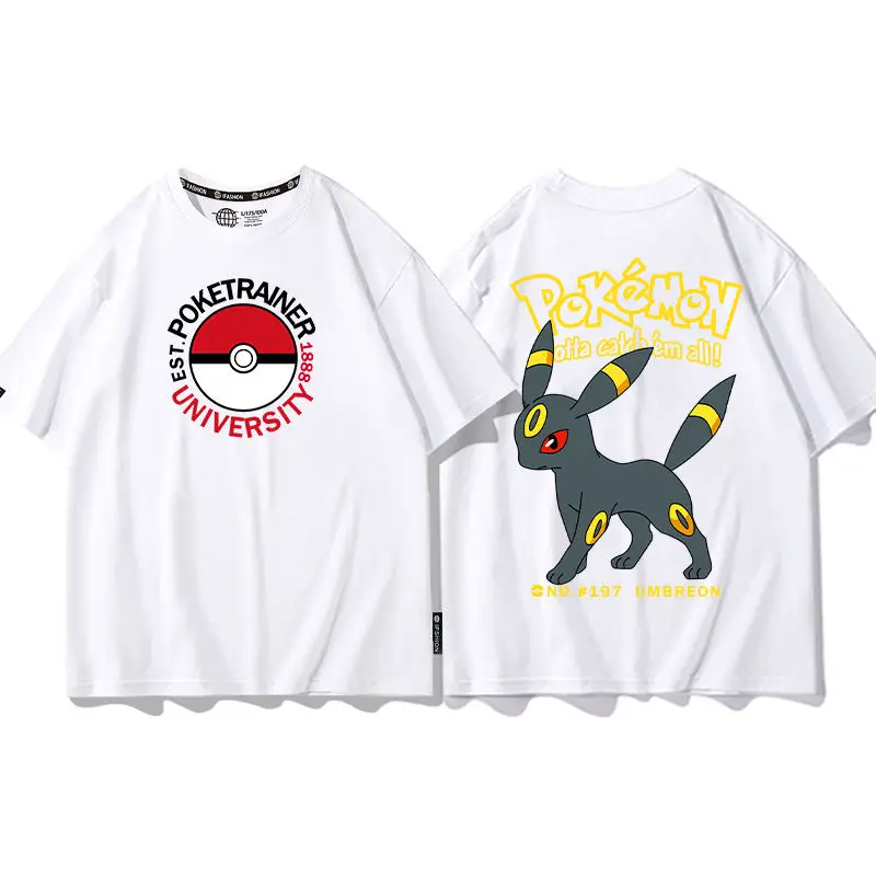 ポケモンアニメ両面プリントコットン Tシャツ夏の新アイテム女性のプラスサイズ Tシャツ Y2K ルーズカジュアル半袖トップ