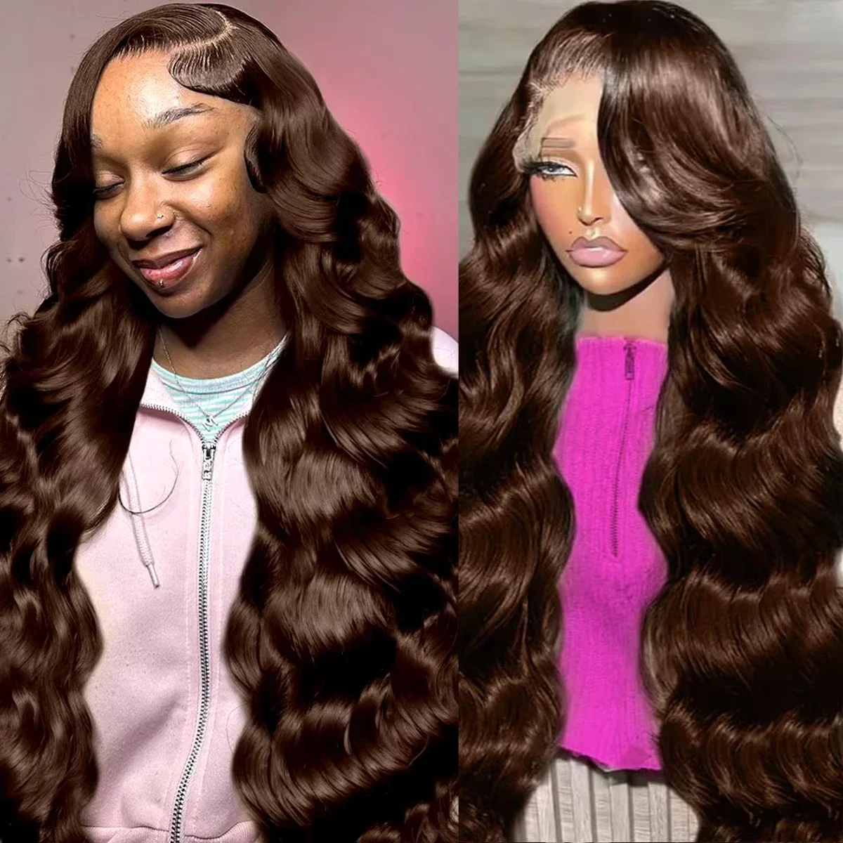 

Парик из натуральных волос, 18-46 дюймов, волнистый, цвет шоколадно-коричневый, с HD-швейцарским кружевом 13x6, бразильские волосы, парик с HD-швейцарским кружевом 13x4 для женщин