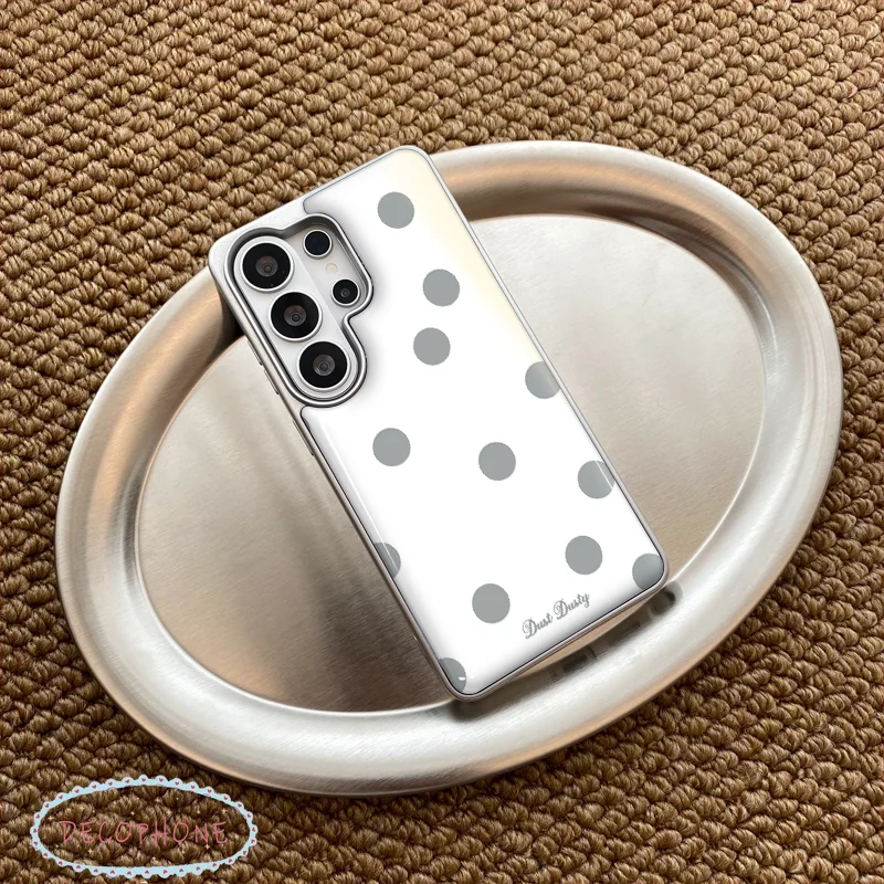 ins Gray polka dots Epoxy Phone Case Anti-drop  FOR Samsung Galaxy 23/24/25/26 PLus FE ULTRA EDGE