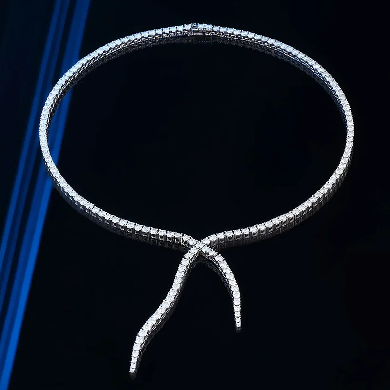 

3mm Full Moissanite Tennis Necklace With GRA for Women 925 Silver luxury Lab Diamond tassels Neck Chain Party Fine Jewelry