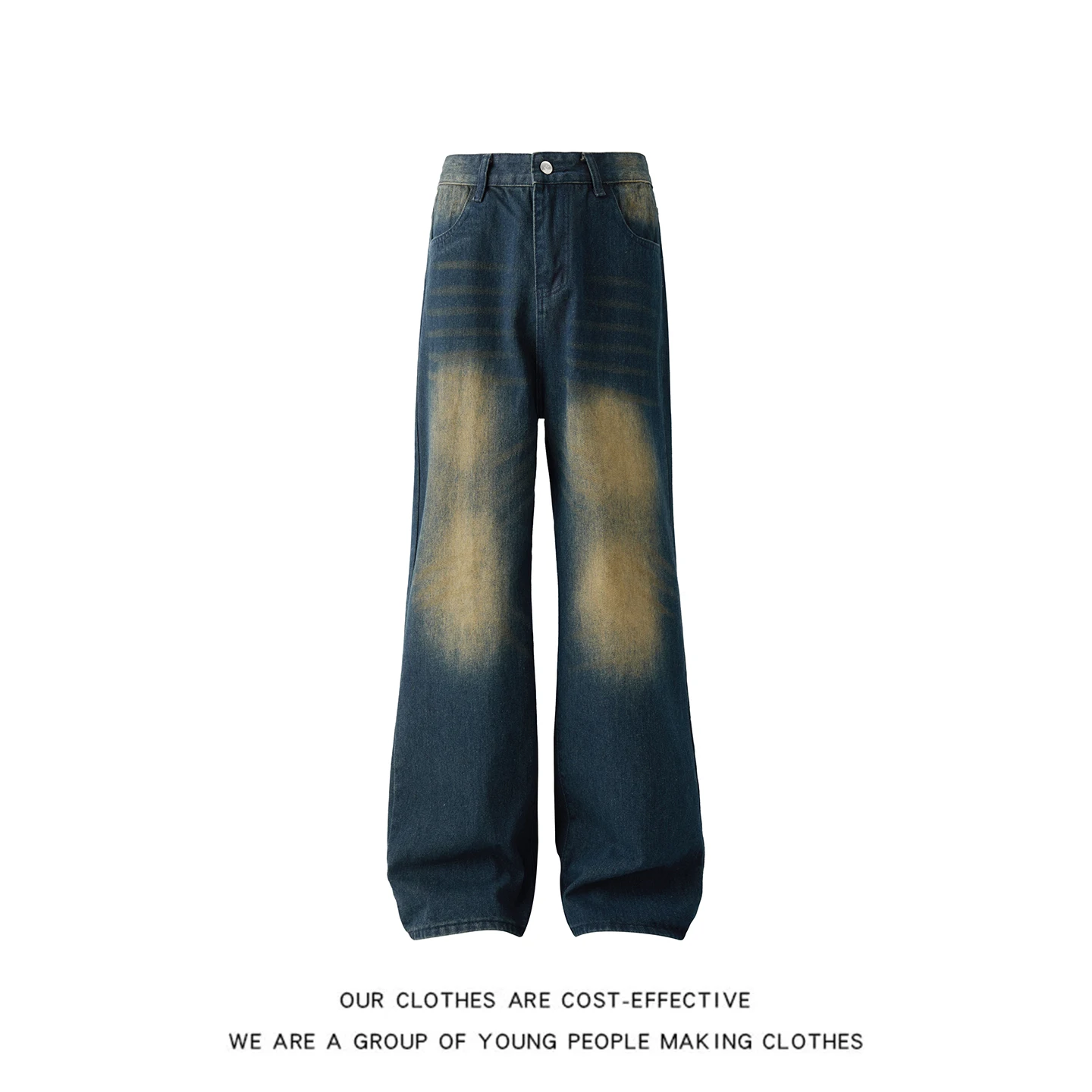 

Мужские джинсы Waed Denim: американский уличный стиль, прямые, винтажные, широкие, слегка расклешенные, длинные брюки, повседневные, свободного кроя