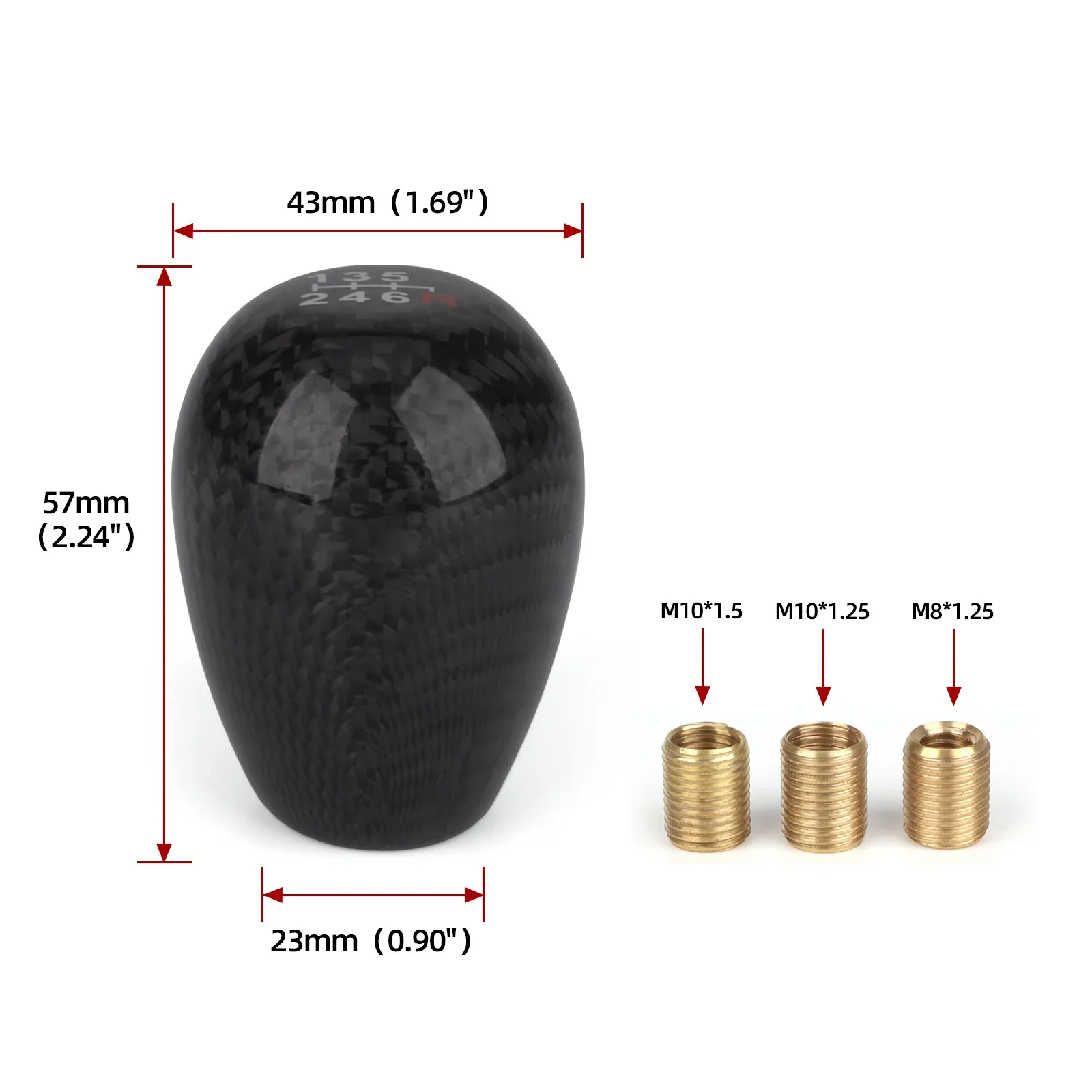 Gear Shift Knob 5/6 Speed Real Carbon Fiber  Oval Manual Transmission Shifter Lever Knob Universal M8x1.25 M10x1.25 M10x1.5