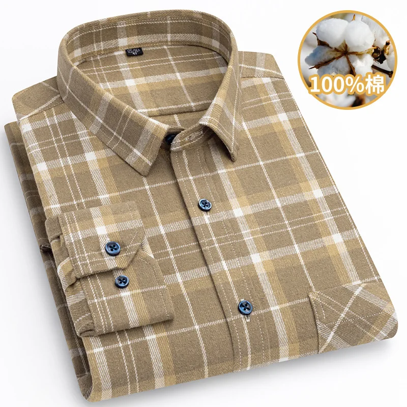 

Весенняя мужская клетчатая рубашка, повседневная хлопковая рубашка в американском стиле ретро, мужская одежда с длинными рукавами, элитная версия