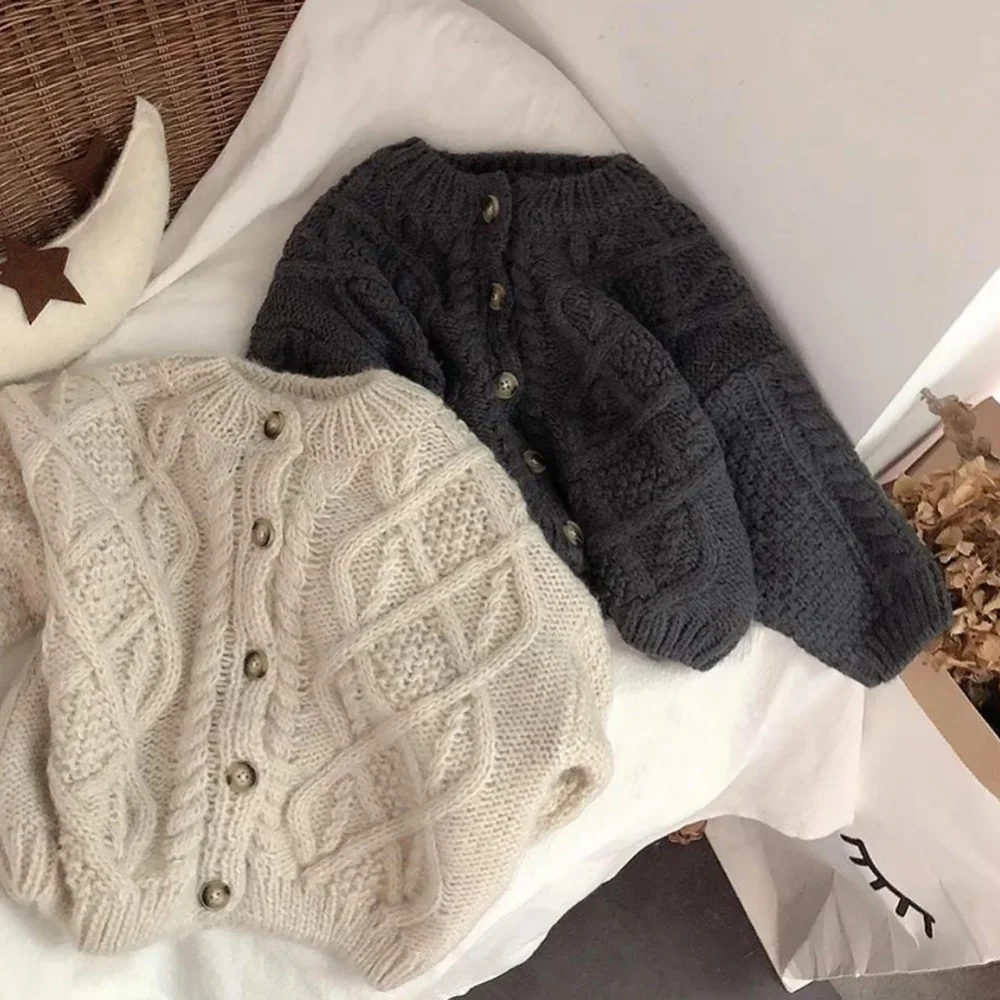 Cozy and Stylish Retro-Inspired Coarse Wool Hemp Sweaters for Girls Soft and Comfy Cotton Knitwear for Girls 1-7 Years