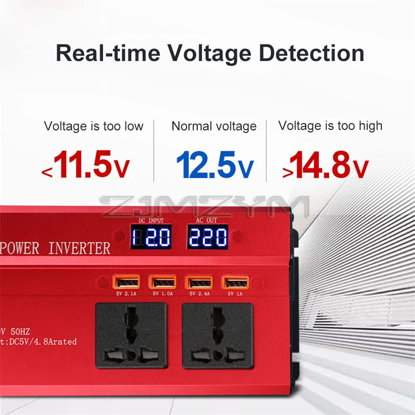 110/220V 2000W Car Inverter DC12/24V To AC Peak Car Power Inverter Voltage Transformer Converter Portable Charger Solar Inverter