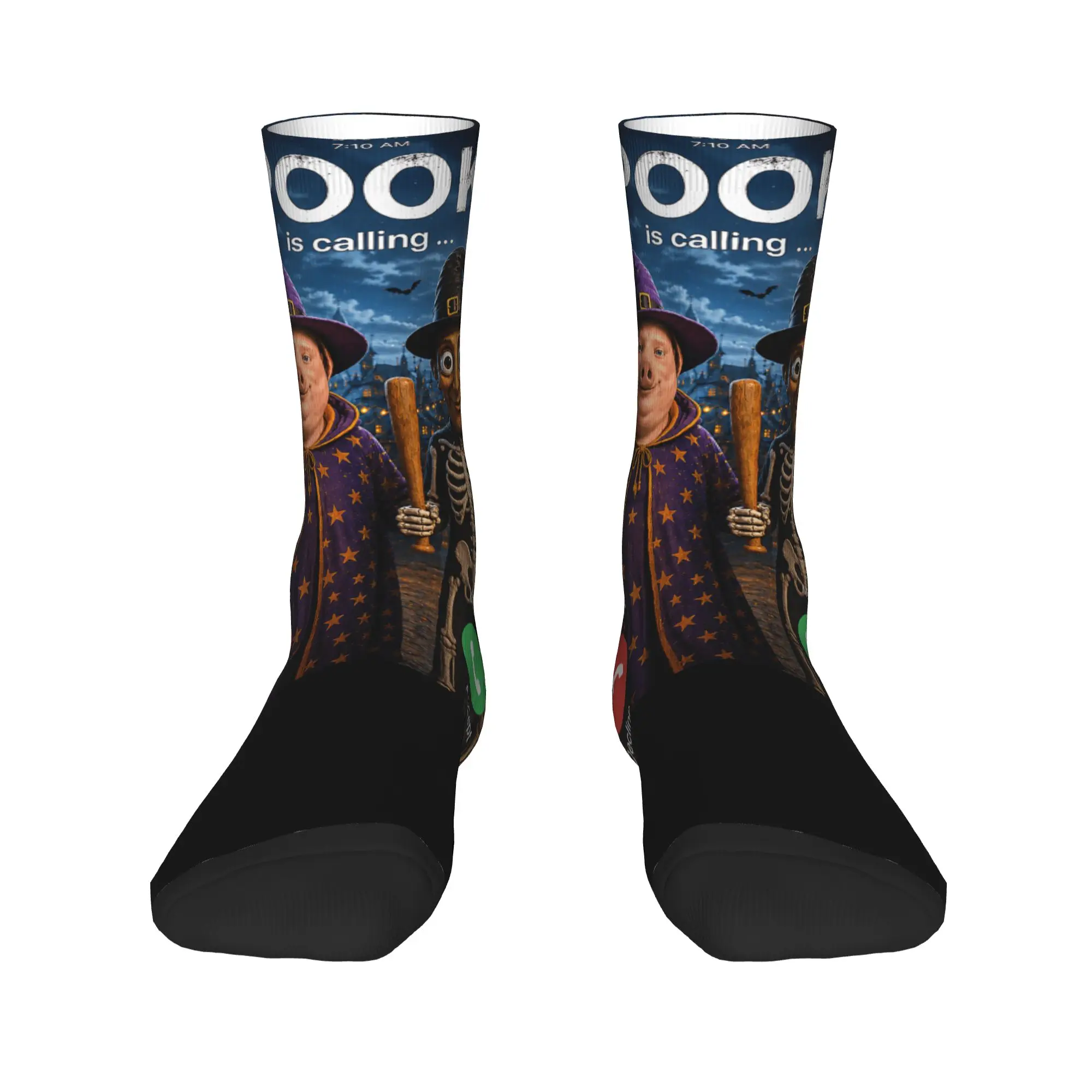 Spooky Calling Tung Tung Sahur John Pork Funny Meme Brainrot Socks  Graphic Stockings Anti Slip Men's Socks Medium Soft Socks