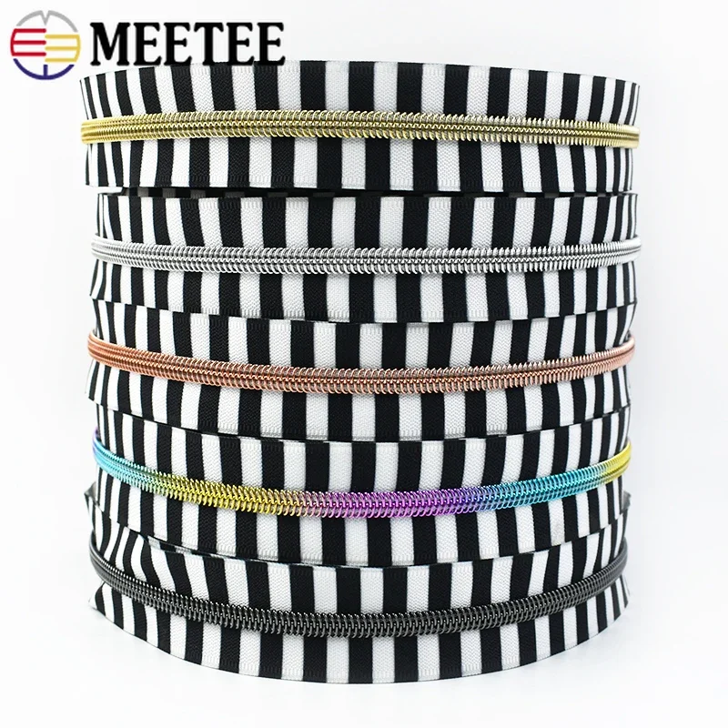 1-10M Meetee 5# Nylon Zippers By The Meter Sewing Zipper Closures Replacement Roll Zips Coil Bag Clothes Zip Repair Accessories