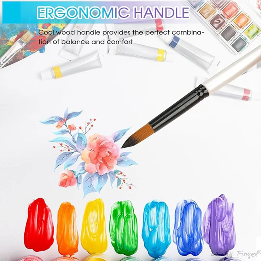 Juego de pinceles de pintura artística de nailon blanco, 12 Uds., para acrílico, óleo, Gouache, pintura facial, Kit de pinceles redondos para manualidades