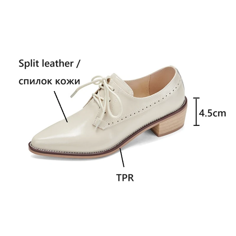 NEW Spring/Autumn Women Shoes Pointed Toe Chunky Heel Shoes Split Leather Shoes for Women Retro Lace up High Heel Women Pumps