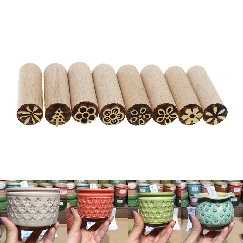 Mini Clay Stamp Emboss Seal Wooden Block, Pottery Ceramic Polymer Clay Tool DIY Jewelry Impression Art Hobby Supplies 1.5cm