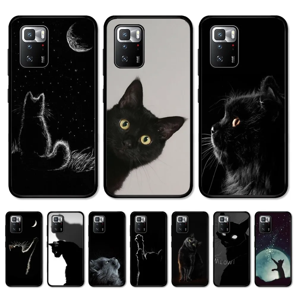 Black cat Phone Case For Redmi Note 4 X 5 A 6 7 8 Pro T 9 Pro 9S 10 Pro 11 Pro 11S 11Epro PocoM3pro