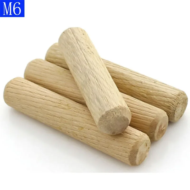 M6 Wood Dowel Pins Hardwood Multi-Grooved Chamfered Flutted Beech Wood
