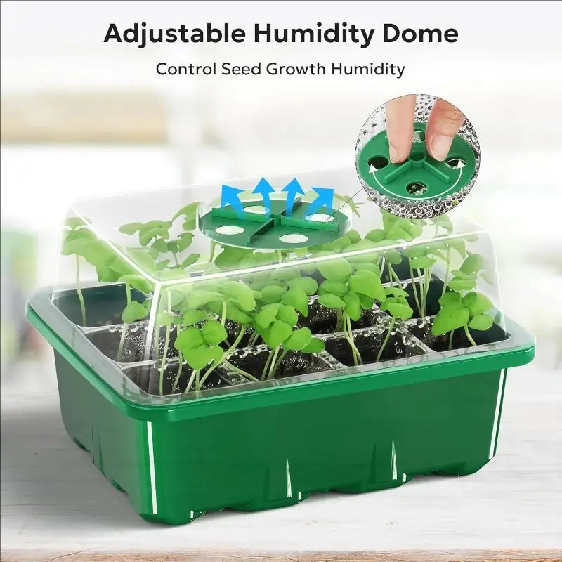 10pcs/5pcs Seedling Trays Seed Starter Kit Mini Propagator Plant Grow Kit with Humidity Vented Domes and Base for Seeds Starting